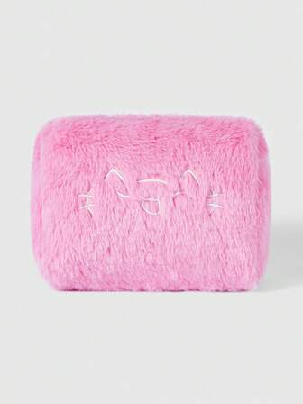 Grunge Punk Fashionable Cute Cat Embroidered Fluffy Clutch