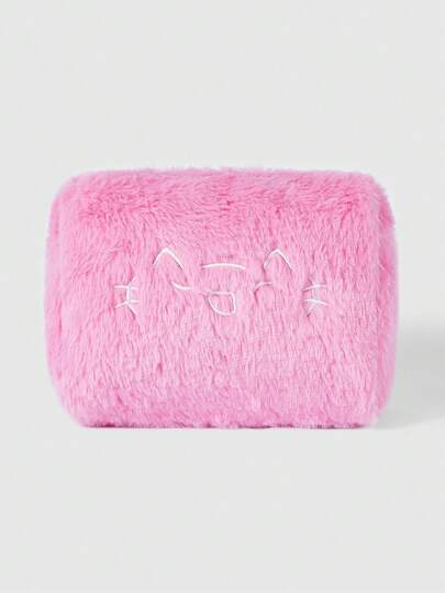 Grunge Punk Embrague esponjoso con bordado de gato lindo y de moda