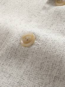 Manfinity Mode Áo blazer nam màu trơn cổ ve lật, cài một hàng khuy, kiểu dáng công sở thường ngày, màu kaki. - Màu be - Xem 4