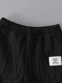 男婴休闲纯色长袖保暖拉链外套和裤子套装，两件套，舒适百搭，适合日常休闲户外穿着，秋冬季节适用。 - 黑色 - 查看 6