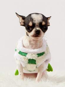 PETSIN 1 Ropa de otoño/invierno para mascotas, perros y gatos, suministros para mascotas, divertido perro pequeño y mediano con estampado a cuadros verdes (de doble capa) y diseño de osito de peluche de dibujos animados