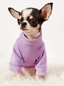 PETSIN 1 Piece Of Three Bunny Letter Printed Pet , Purple Thick Warm Pet Suit - Purple - View 2