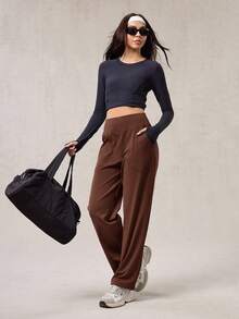 OutZeal Women Sports PantsCasual Yoga Lounge Summet Spring Quick-Dry Buttery Soft High Waist Straight Leg Solid Color Active Bottoms - Brown - View 10