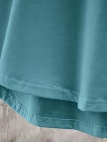 Manfinity Homme Áo thun nam tay ngắn in khẩu hiệu thường ngày - Màu xanh lam - Xem 4