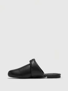 CUCCOO BIZCHIC 女士时尚简约圆头平底鞋，浅灰色 - 黑色 - 查看 3