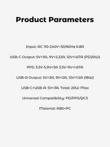 Teckwe 欧洲旅行插头转换器，20W双端口USB-C和USB-A快速充电，国际电源适配器 - 白色 - 查看 4
