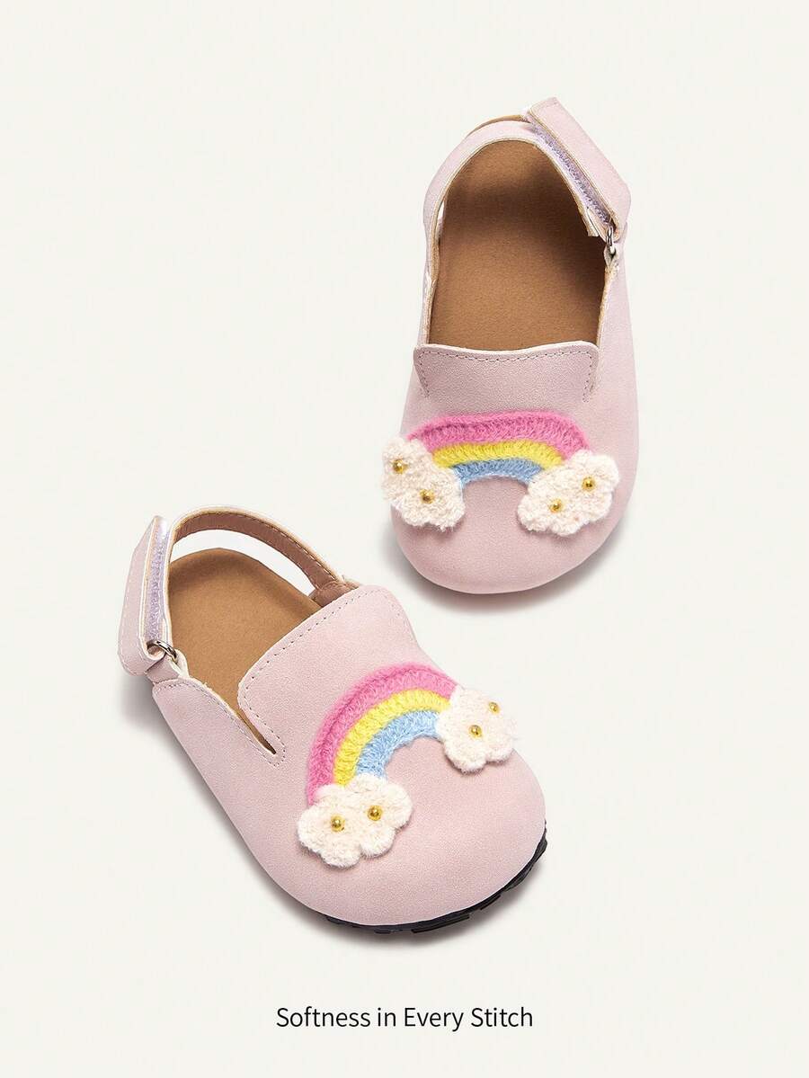Cozy Pixies Cute Rainbow Cloud Casual Flat Shoes For Toddler Girls - Pink - View 1