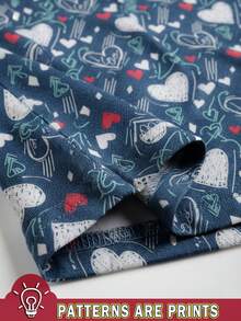 Resyla Full Print Women's Casual T-Shirt, Denim Effect Heart Design, Suitable For Christmas, Valentine's Day, Dates, New Year 2026 - Multicolor - View 4