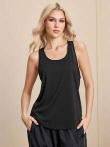 Powerista Women's Casual Sports Letter Print Sleeveless Tank Top - Black - View 4