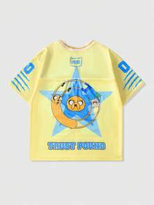 ROMWE MEN Adventure Time X ROMWE Áo thun thể thao tay ngắn họa tiết chó dành cho nam - Màu vàng - Xem 2