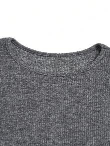 GlowEve CURVE 大码女式纯色不对称下摆长袖上衣和吊带连衣裙优雅两件套 - 黑色 - 查看 6