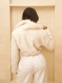 Rayane Ketlyn Plush Gradient Women's Fake Fur Jacket, Cropped Style, Warm And Suitable For Autumn And Winter ,Petite Women - White - View 2
