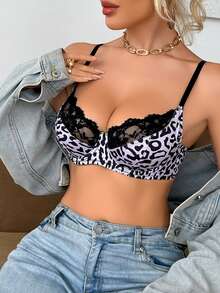 1pc Romantic Sexy Leopard Print Women's Bra - Multicolor - View 3