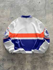 AXEPEAK Áo thun polo tay dài dệt kim rộng in kỹ thuật số dành cho nam - Nhiều màu - Xem 2