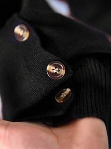 CosyJoli Plus Size Women Cartoon Rabbit Pattern Single-Breasted Long Sleeve Casual Knit Cardigan/Winter - Black - View 6