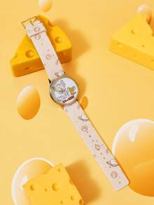 TOM & JERRY X SHEIN Reloj de dibujos animados lindo - Accesorio de moda de estilo juguetón - Rosa - Ver 3