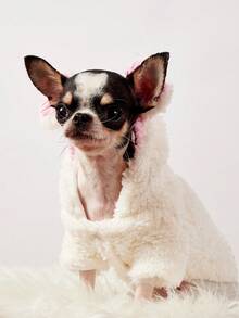 PETSIN 1件白色可爱熊毛绒宠物夹克秋冬季加厚宠物毛绒保暖家居宠物衣服 - 白色 - 查看 8