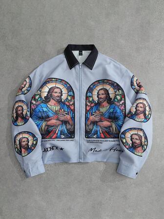 Goth Camicia casual retrò da uomo con stampa, autunnale