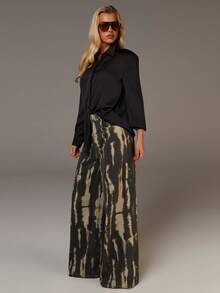 Athîral Damen elegante Pendler-Bluse Einfarbig mit Satinkragen