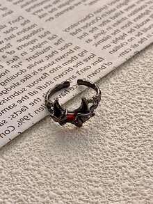 ROMWE Asymmetrical Wrapped Moon Gothic Style Ring - Black - View 2