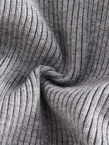 SHEIN Unisex Baby Cute Casual White Knitted Long Sleeve High Neck Sweater, Suitable For Autumn/Winter - Light Grey - View 7