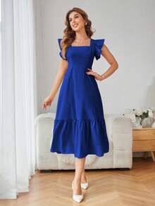 Revavyn Ladies' Solid Color Simple Everyday Sleeveless Dress Vacation Outfits Woman  - Royal Blue - View 4