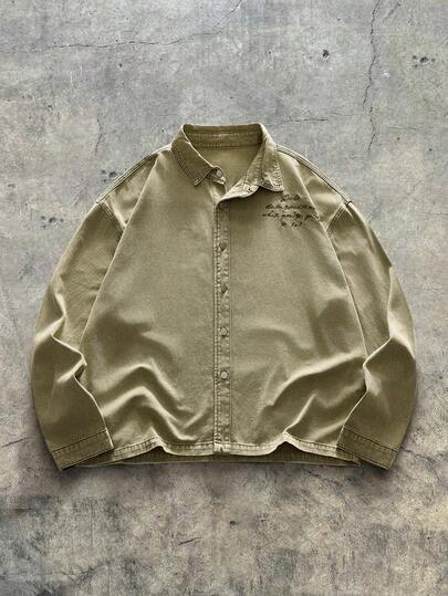 AXEPEAK 男士长袖休闲刺绣领夹克