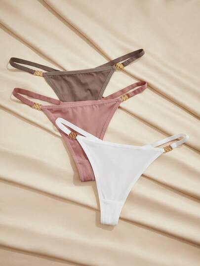 Charlaine 3条/包 女士日常性感纯色简约丁字裤