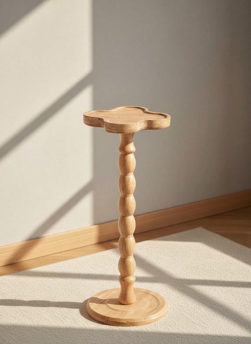 Cirelle طاولة جانبية خشبية دائرية حديثة - طاولة صغ...