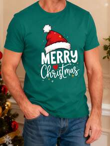 Manfinity RelaxMax Men's Christmas Print Round Neck Short Sleeve T-Shirt - Green - View 2