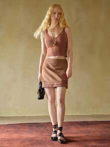 MOTF STUDIO FALL WINTER SOLID CROP RIBBED KNIT TOP - Baby Pink - View 3