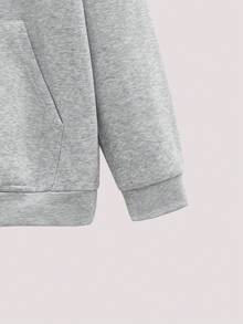 Open Phase 男士长袖口袋卡通印花休闲连帽衫，秋季INS风，日常搭配，男友/老公礼物，春季 - 灰色 - 查看 4