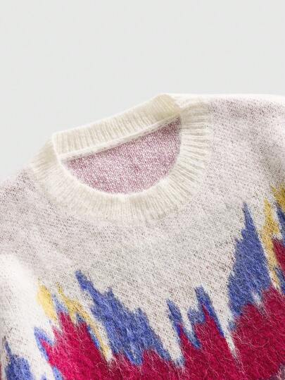 Street Life Herren bunte Patchwork Rundhals Langarm Lässig Pullover, Herbst/Winter