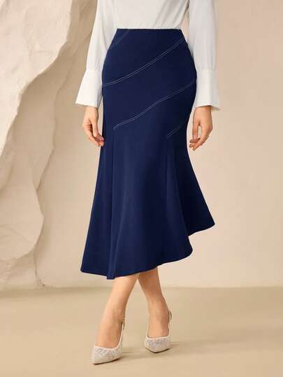 Modelyn Irregular Mermaid Hem Fashionable Women Skirt, Autumn