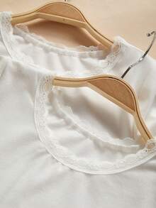 3pcs/Set Girls Lace Trim Long Sleeve Undershirt - White - View 6