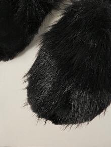 Cuccoo Casual Comfortable Solid Color Plush Slippers, Women Flats For Christmas - Black - View 3