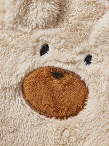 PETSIN 1件冬季服装带毛绒保暖，宠物奶狗米色耳朵，熊奶狗可爱狗衣服，泰迪雪纳瑞猫衣服 - 米色 - 查看 4