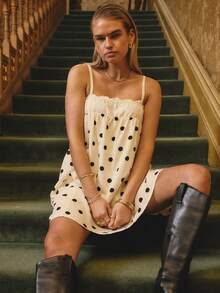 Aralina Summer / Fall Beach Vacation Broderie Trim Baby Doll Pink Mini Dress - Pink - View 7