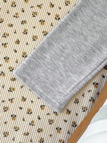 SHEIN 少女针织长袖T恤，时尚百搭休闲基础款 - 淺灰色 - 查看 4