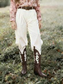 Styleloop Giày bốt đế gỗ ấm áp thoải mái, đơn giản dành cho nữ, thích hợp cho Halloween, Giáng sinh, tiệc tùng, lễ hội âm nhạc, mùa thu - Nhiều màu - Xem 2