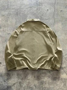 AXEPEAK 男士长袖休闲刺绣领夹克 - 軍綠色 - 查看 2