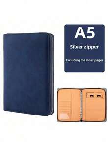 商务拉链笔记本 A5 活页本 学习用品 办公笔记本 多功能仿皮会议记录本 带卡槽和手机支架，学习用品，返校季 - A5 - 查看 22