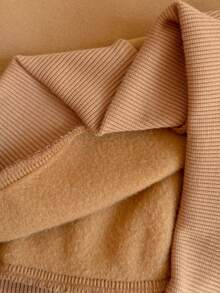 PrepCrw 2pcs/Set Boys' Collegiate Style Letter Print Contrast Color Polo Collar Long Sleeve Sweatshirt And Sweatpants Set - Khaki - View 11