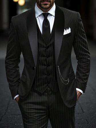 Manfinity Mode Modischer britischer Herrenanzug, Party- & Bankettanzug, Lässig anzug-Set