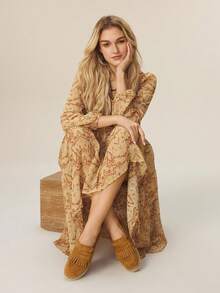 Styleloop 女士休闲平底套脚鞋，流苏设计，适合日常穿着 - 棕色 - 查看 4