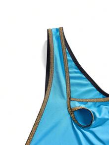 Women's Cosplay Costume Set (Dress, 2pcs Gloves, Belt) - Blue - View 3