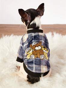 PETSIN 1 Piece Of Three Teddy Bear Plaid Flannel Pet , Black Flannel Thick Warm Pet Clothing - Multicolor - View 4