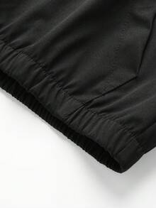 Manfinity Homme Men's Letter Print Long Sleeve Zip-Up Half Placket Casual Hoodie Jacket - Black - View 7