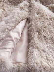 Allurite 大码女式冬季中长款仿皮草大衣 - 淺灰色 - 查看 6