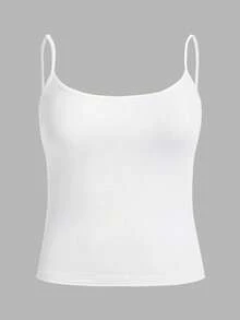 Glimmora 女士纯色简约吊带背心 - 白色 - 查看 4